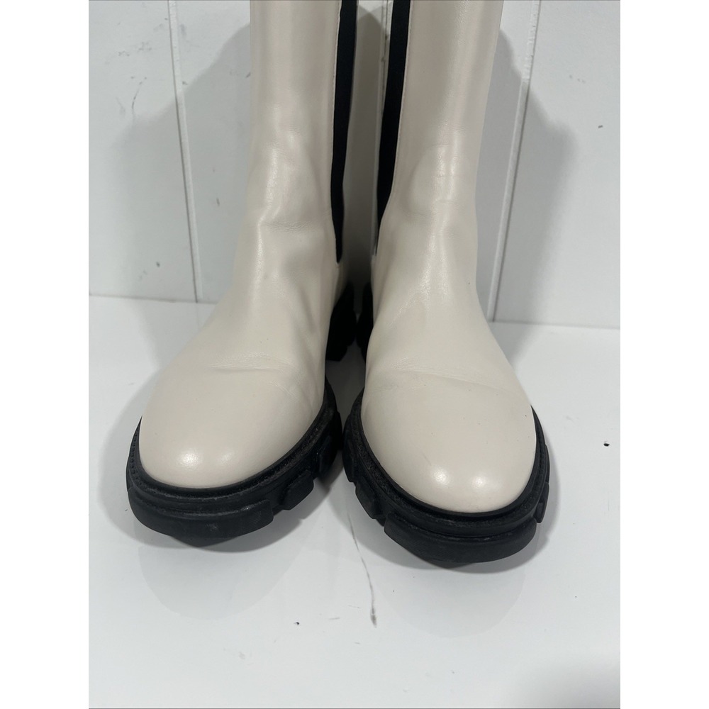 Michael Kors Cream and Black Chelsea Lace-Up Boots - Picture 3 of 7